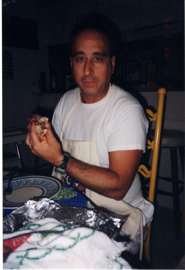 Dad eating a taco while